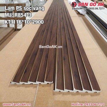 Tấm ốp lam sóng PS sọc R854-3 vân gỗ nâu