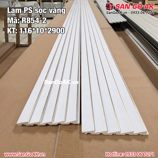 Tấm ốp lam sóng nhựa PS sọc màu trắng R854-2