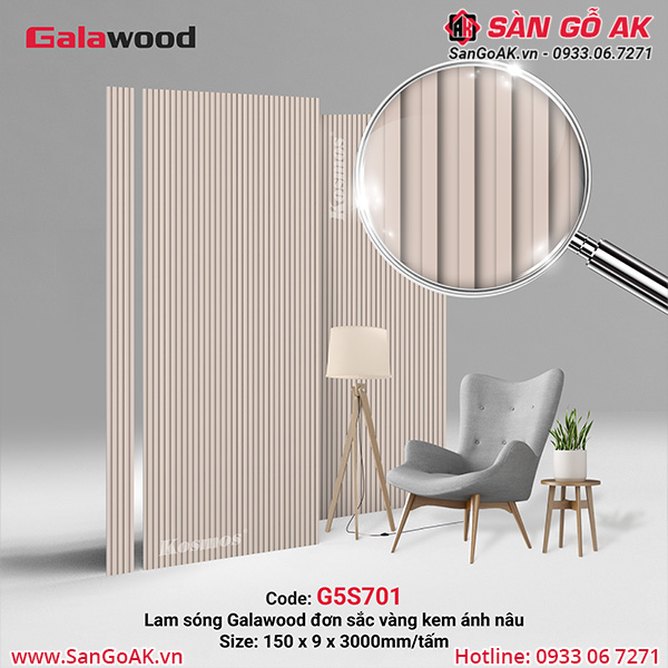 Lam sóng than tre vân đơn sắc vàng kem ánh nâu G5S701
