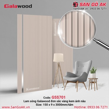 Lam sóng than tre Galawood G5S701 vân đơn sắc vàng kem ánh nâu