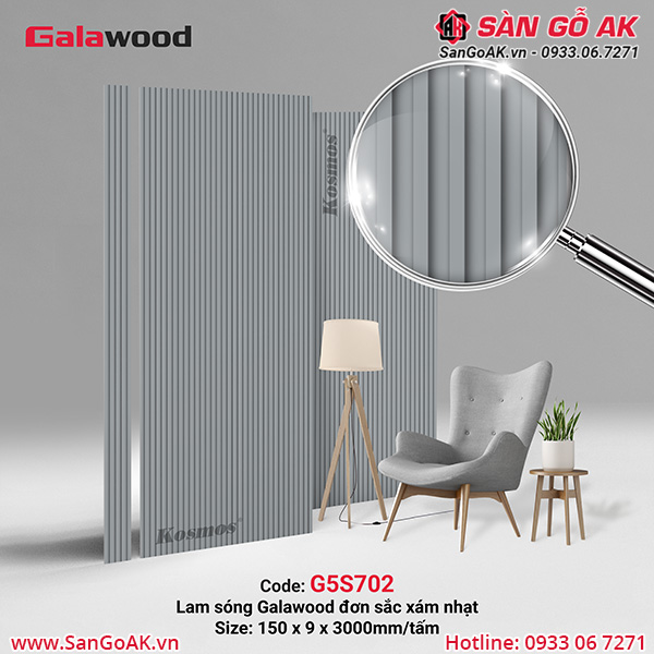 Lam sóng than tre vân đơn sắc xám nhạt G5S702
