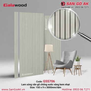 Lam sóng than tre Galawood G5S706 vân gỗ chống xước vàng kem nhạt