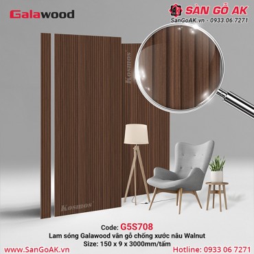 Lam sóng than tre Galawood G5S708 vân gỗ chống xước nâu walnut