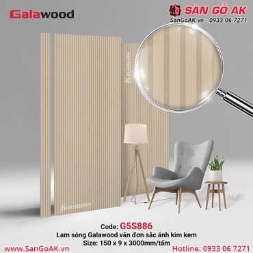 Lam sóng than tre Galawood G5S886 vân đơn sắc ánh kim kem