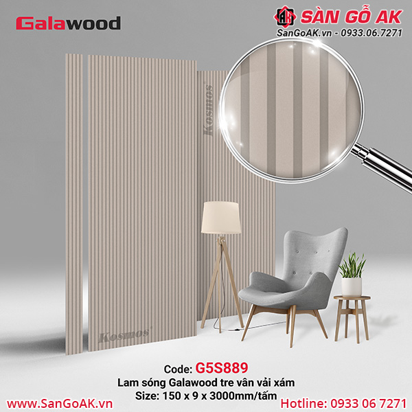 Lam sóng than tre Galawood vân vải xám mã G5S889
