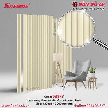 Lam sóng than tre Kosmos 6S-878 vân đơn sắc vàng kem