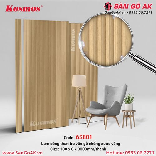 Lam sóng than tre Kosmos 6S-801 vân gỗ chống xước vàng 