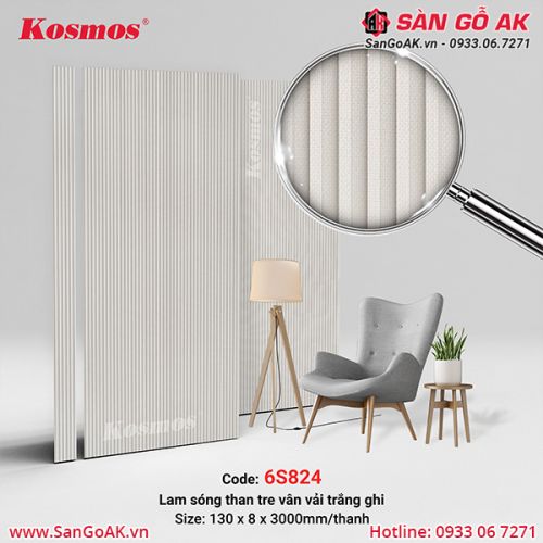 Lam sóng than tre Kosmos 6S-824 vân vải trắng ghi