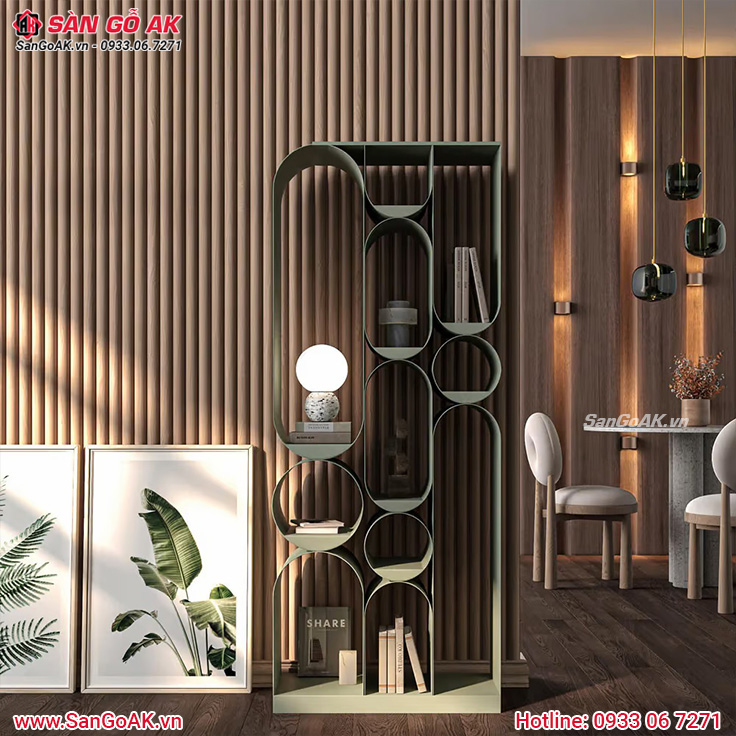 Tấm ốp lam sóng tròn trang trí phòng khách