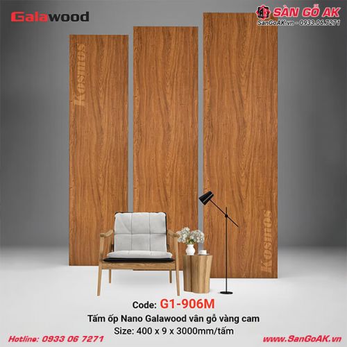 Tấm ốp Nano Galawood G1-906M vân gỗ vàng cam