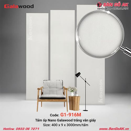 Tấm ốp Nano Galawood G1-916M vân giấy trắng