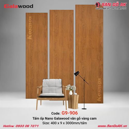 Tấm ốp Nano Galawood G9-906 vân gỗ vàng cam