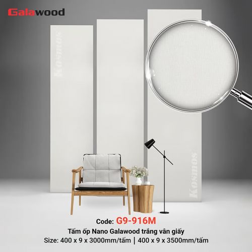 Tấm ốp Nano Galawood G9-916M vân giấy trắng