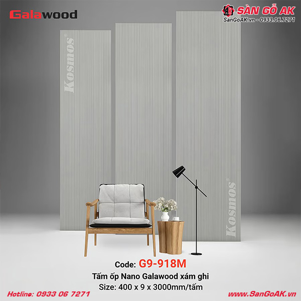 Tấm ốp Nano Galawood G9-918M vân giấy xám ghi sang trọng, đẳng cấp, tinh tế