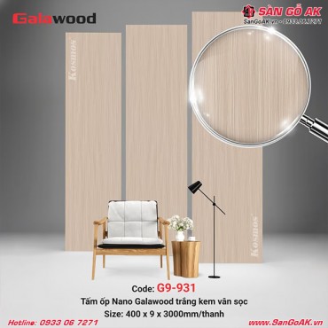 Tấm ốp Nano Galawood G9-931 trắng kem vân sọc
