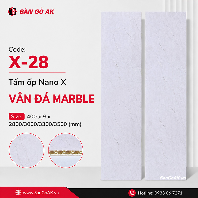 Tấm ốp nhựa Nano X-28 bề mặt vân đá Marble