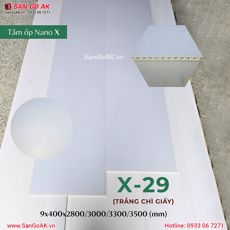 Tấm ốp Nano X-29 vân giấy trắng chì tại kho SÀN GỖ AK