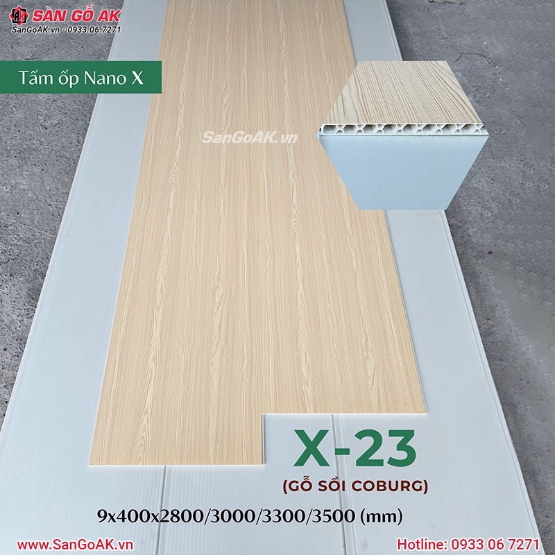 Tấm ốp Nano X-23 vân gỗ sồi Coburg tại kho SÀN GỖ AK