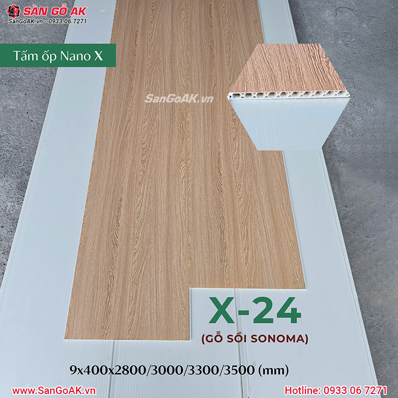 Tấm ốp Nano X-24 vân gỗ sồi Sonoma tại kho SÀN GỖ AK