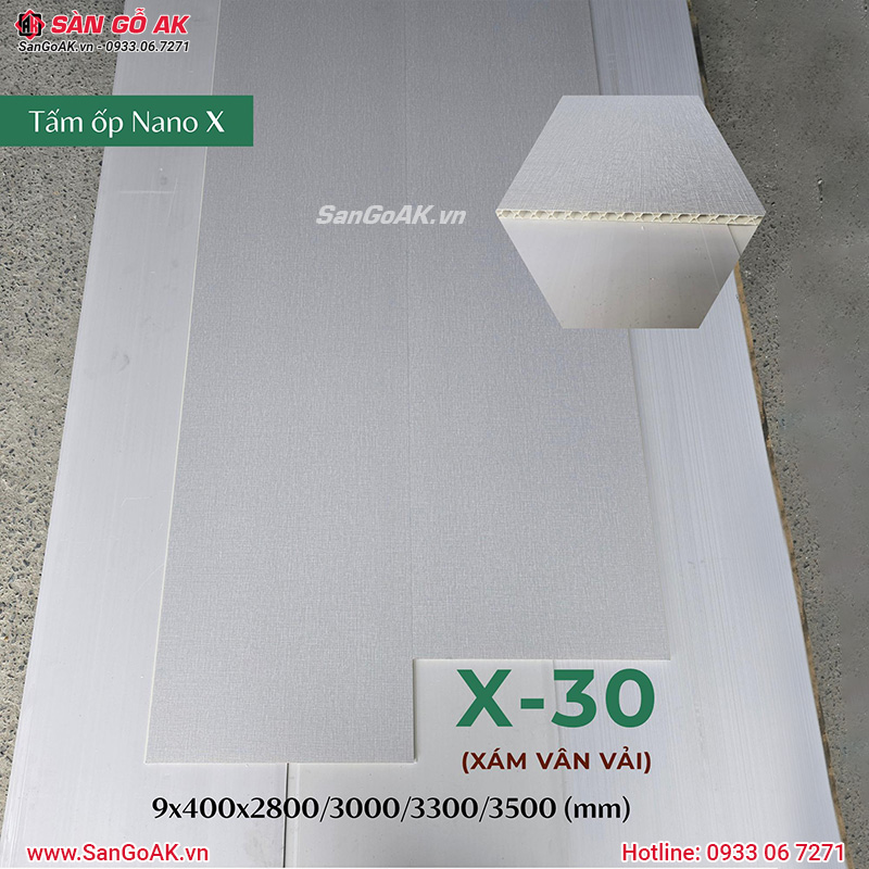 Tấm ốp Nano X-30 xám vân vải tại kho SÀN GỖ AK