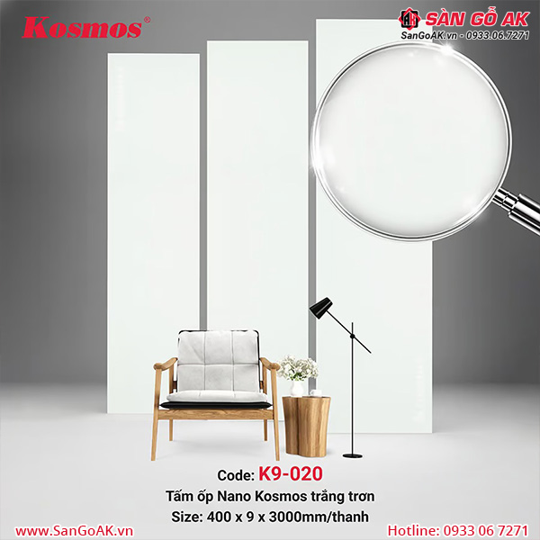 Yếu tố làm nên sự khác biệt của tấm Nano K9-020 là bề mặt màu trắng trơn