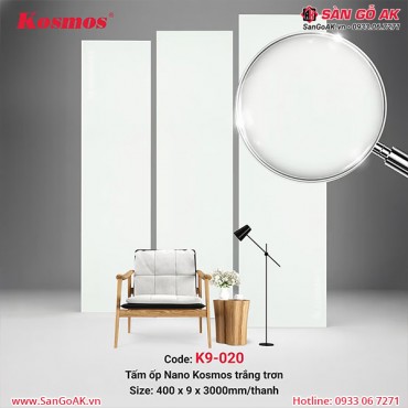 Tấm ốp Nano chân kép 9mm Kosmos K9-020 màu trắng trơn