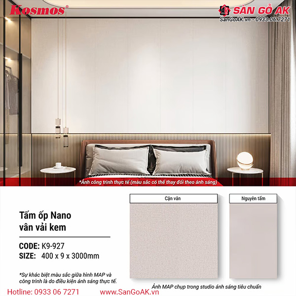 Trang trí nội thất phòng ngủ tinh tế, sang trọng với tấm ốp Nano K9-927