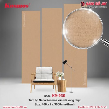 Tấm ốp Nano chân kép 9mm Kosmos K9-930 vân vải vàng nhạt