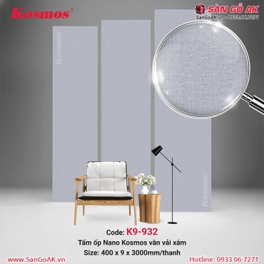 Tấm ốp Nano chân kép 9mm Kosmos K9-932 vân vải xám