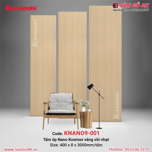Tấm ốp Nano 8mm Kosmos KNANO9-001 vân gỗ sồi vàng nhạt
