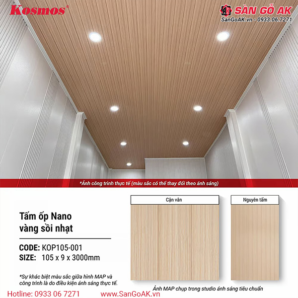 Tấm ốp Nano KOP105-001 trang trí trần nhà sang trọng, độc đáo