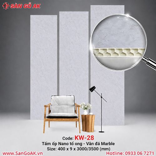 Tấm ốp Nano tổ ong KW-28 vân đá Marble