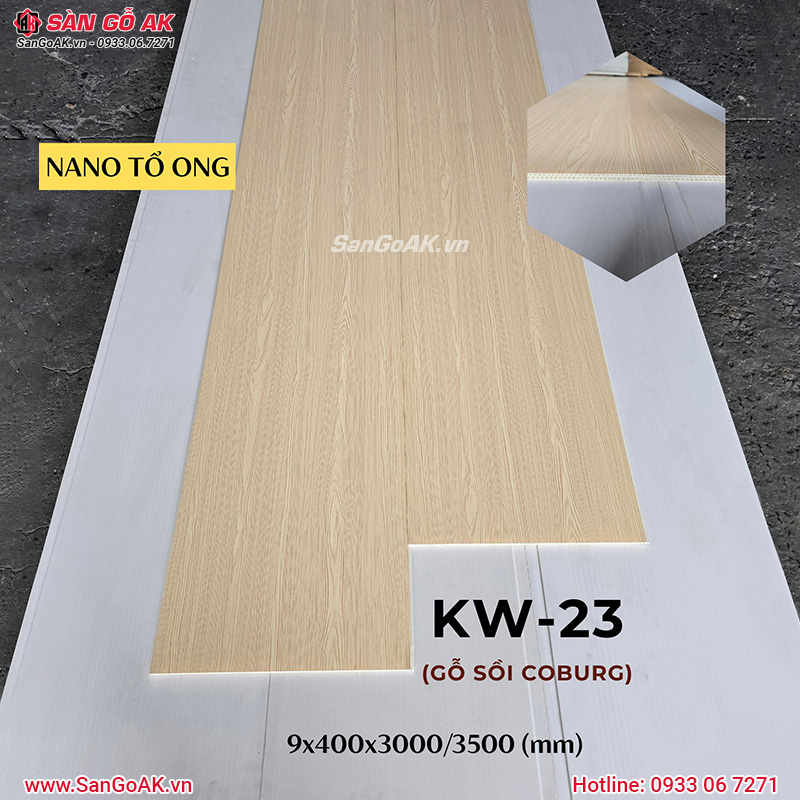 Tấm ốp Nano KW-23 vân gỗ sồi Coburg tại kho SÀN GỖ AK