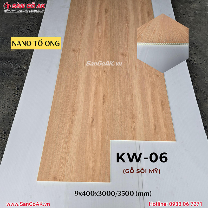 Tấm ốp Nano KW-06 vân gỗ sồi Mỹ tại kho SÀN GỖ AK