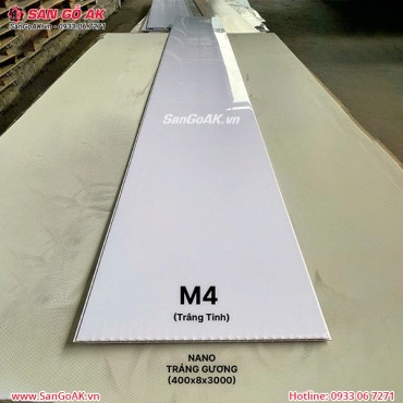 Tấm ốp Nano tráng gương màu trắng siêu bóng M4