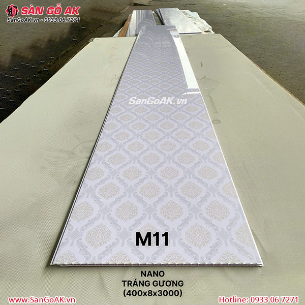 Tấm ốp tường trần Nano tráng gương siêu bóng hoa văn M11