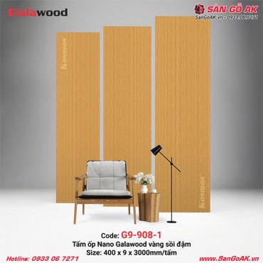 Tấm ốp Nano Galawood G9-908-1 vân gỗ sồi vàng đậm