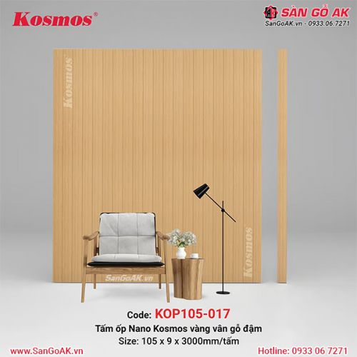 Tấm ốp Nano bản nhỏ Kosmos KOP105-017 vân gỗ sồi vàng đậm