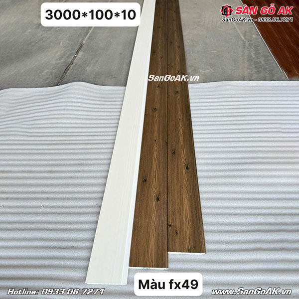 Tấm nhựa Nano bản nhỏ FX49 vân gỗ nâu dùng để ốp tường, ốp trần nội thất