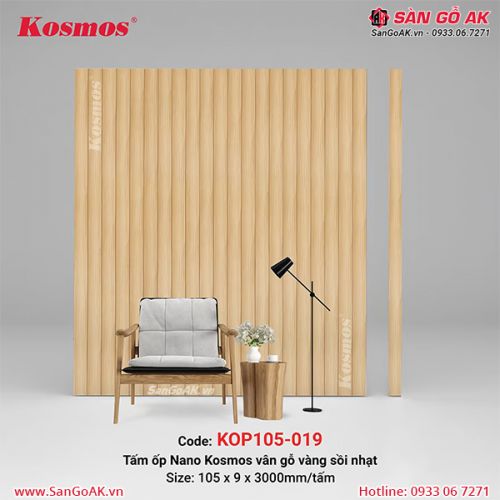 Tấm ốp Nano bản nhỏ Kosmos KOP105-019 vân gỗ sồi vàng nhạt