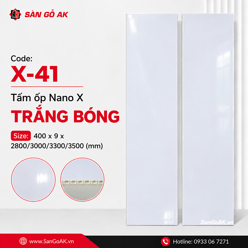 Tấm ốp nhựa Nano X-41 bề mặt trắng bóng