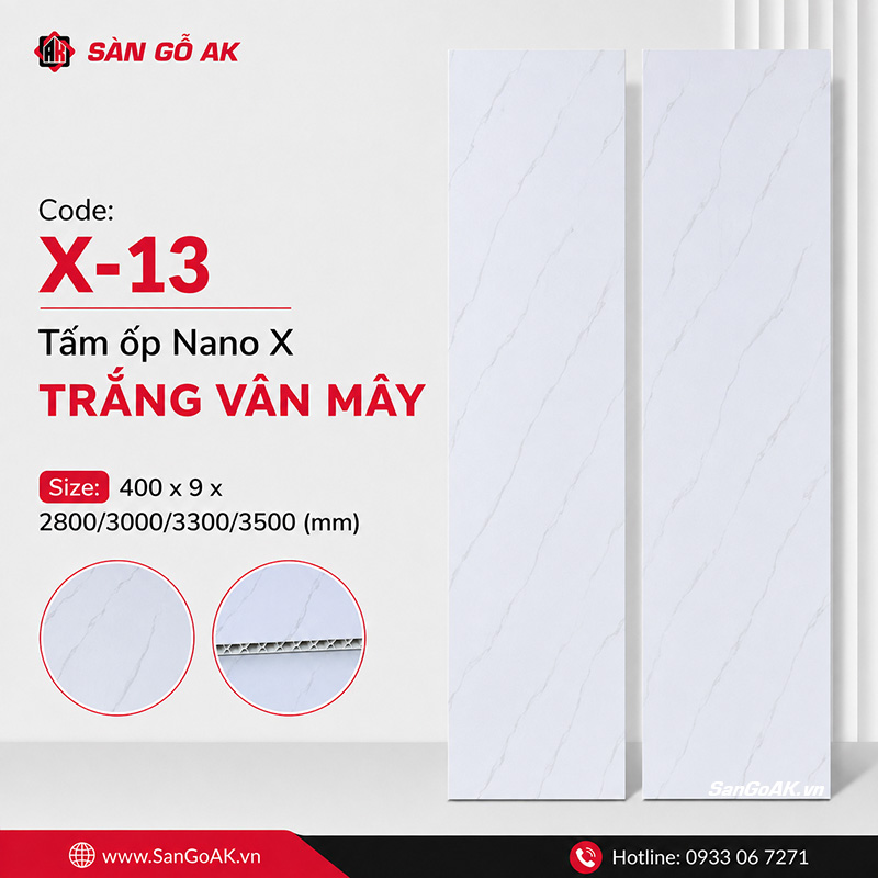Tấm ốp nhựa Nano X-13 bề mặt giả đá trắng vân mây