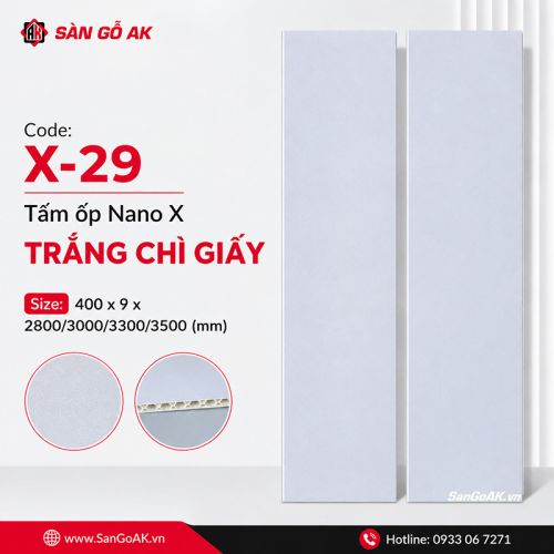 Tấm ốp Nano giá rẻ X-29 trắng chì vân giấy