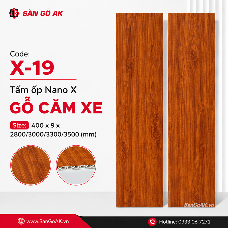 Tấm ốp nhựa Nano X-19 bề mặt vân gỗ căm xe