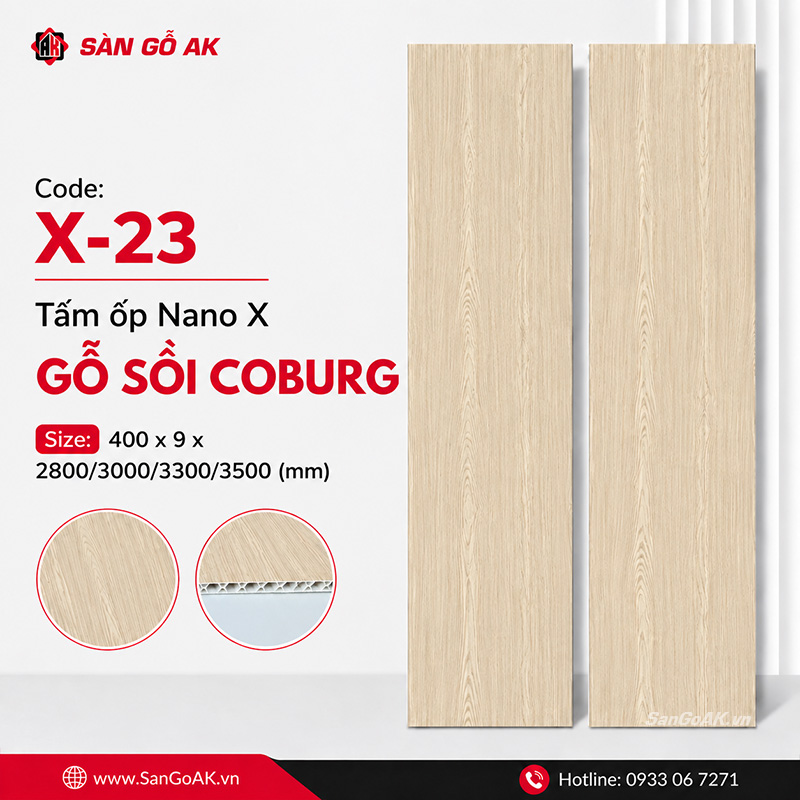 Tấm ốp nhựa Nano X-23 bề mặt vân gỗ sồi Coburg