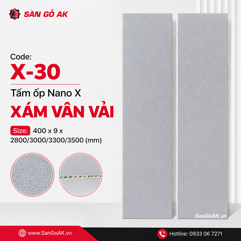 Tấm ốp nhựa Nano X-30 bề mặt xám vân vải