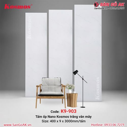 Tấm ốp Nano chân kép 9mm Kosmos K9-903 trắng vân mây
