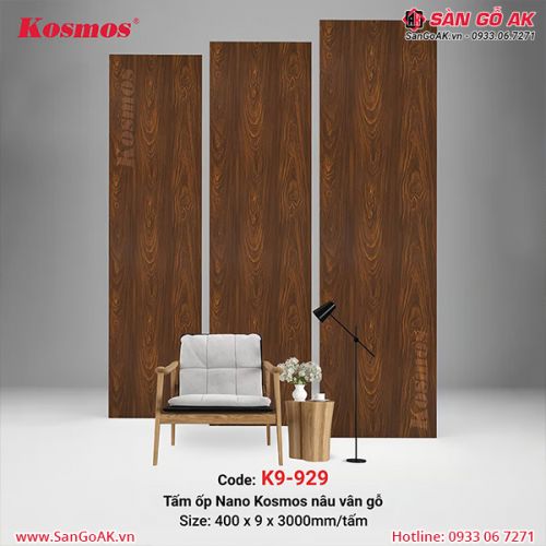 Tấm ốp Nano chân kép 9mm Kosmos K9-929 vân gỗ nâu