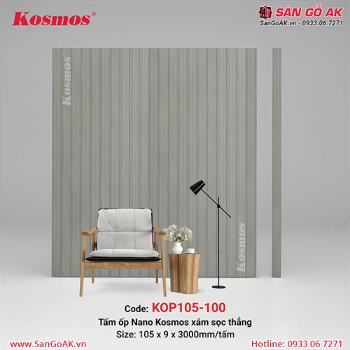 Tấm ốp Nano bản nhỏ Kosmos KOP105-100 xám sọc thẳng