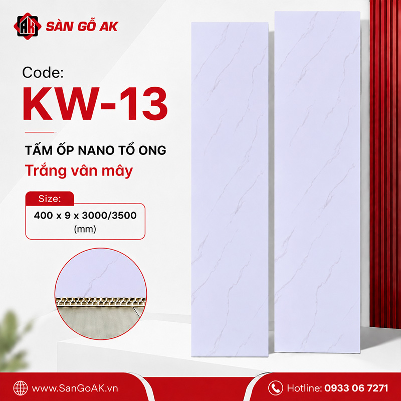 Tấm ốp Nano tổ ong KW-13 đá trắng vân mây
